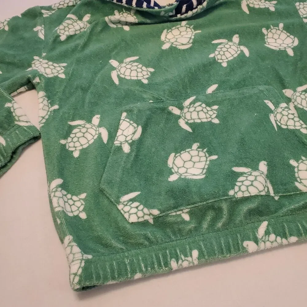 Mini Boden Kids Sz 7/8 Green Sea Turtles Terry Cloth Hoodie Swim Cover Up